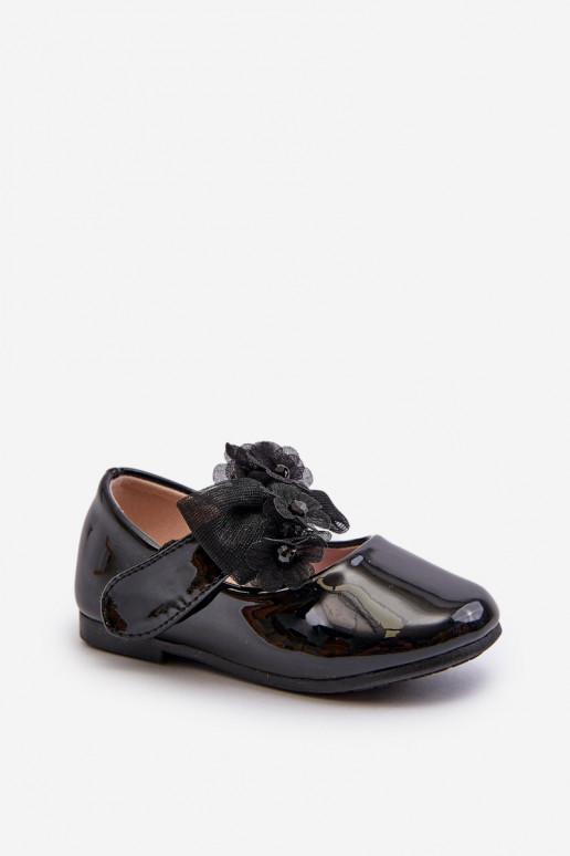 avec ballerines effet laqué Enfants avec attaches adhésives avec rubans en noir Olessa