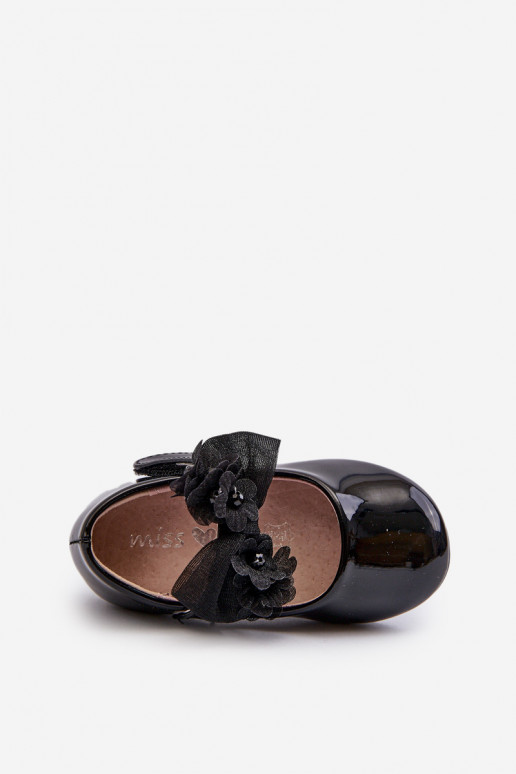 avec ballerines effet laqué Enfants avec attaches adhésives avec rubans en noir Olessa