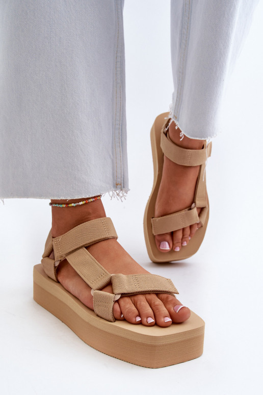 Sandales à plateforme pour femmes de couleur beige Edireda