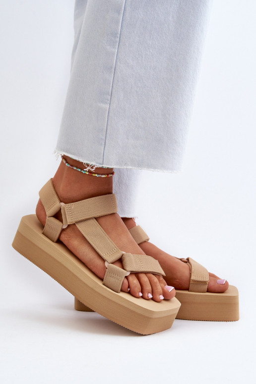 Sandales à plateforme pour femmes de couleur beige Edireda