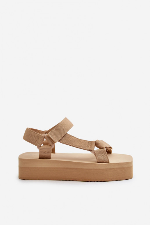Sandales à plateforme pour femmes de couleur beige Edireda