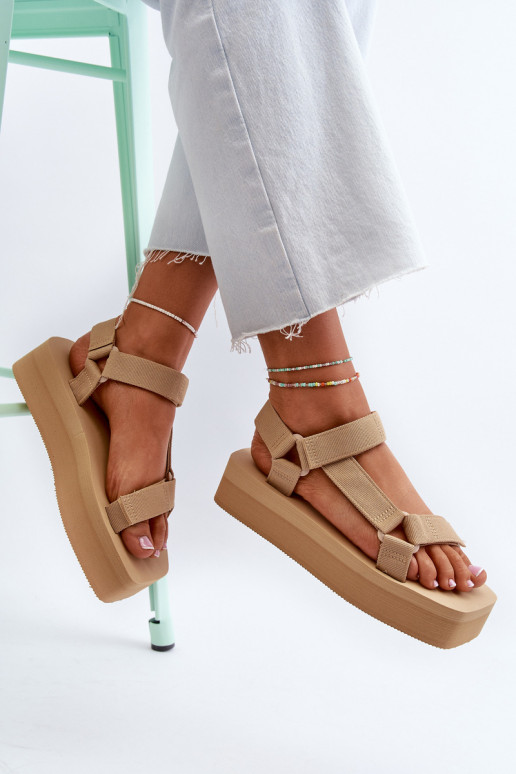 Sandales à plateforme pour femmes de couleur beige Edireda