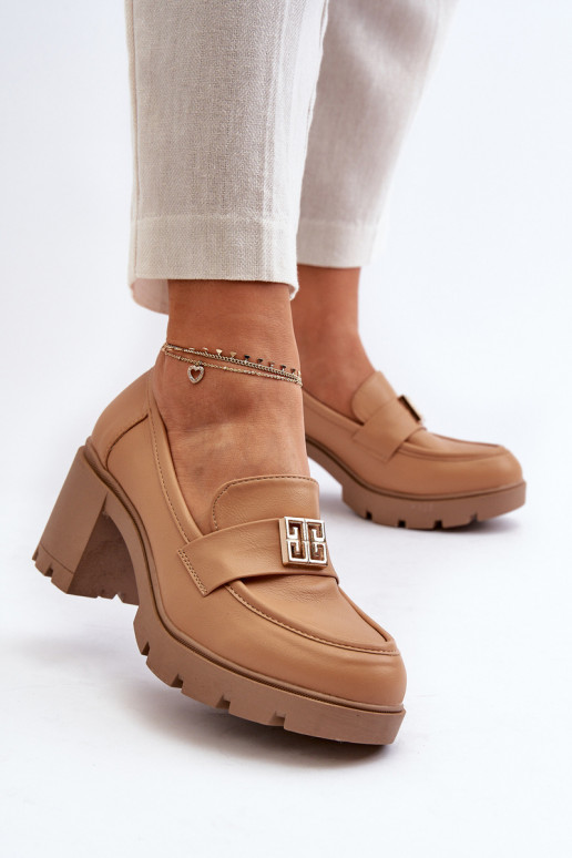 bottes à talon large avec ornements de couleur marron Ranunca