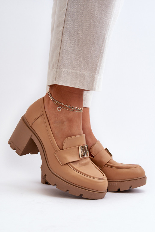 bottes à talon large avec ornements de couleur marron Ranunca