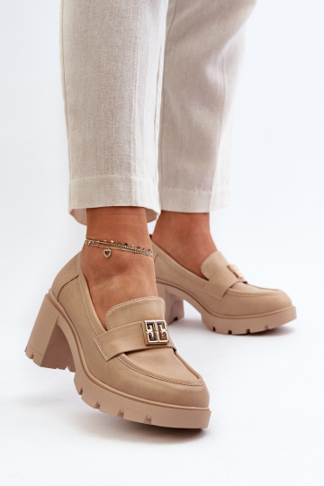 chaussures à talons larges avec ornements beige Ranunca