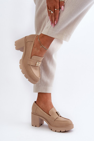 chaussures à talons larges avec ornements beige Ranunca 2