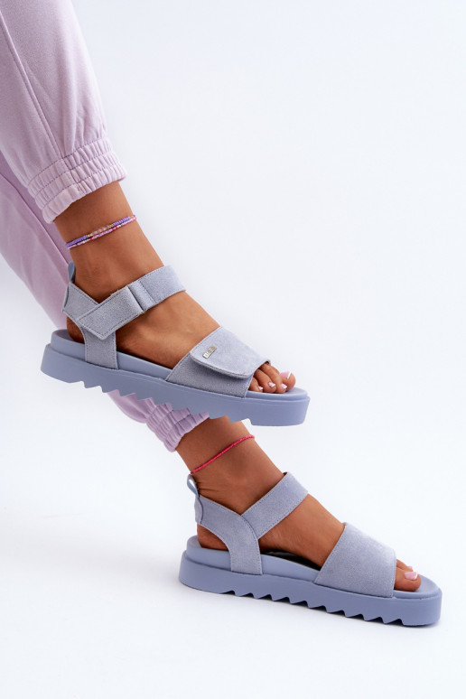 Sandales en daim à plateforme Big Star NN274706 bleu Sandales en daim à plateforme Big Star NN274706 bleu