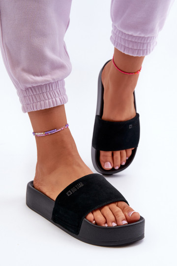 Chaussons avec plateforme en daim Big Star NN274A670 couleur noir