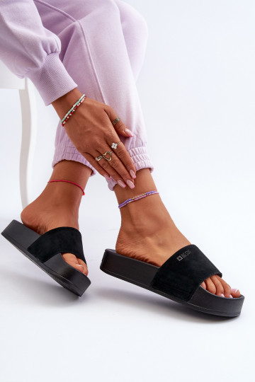 Chaussons avec plateforme en daim Big Star NN274A670 couleur noir 2