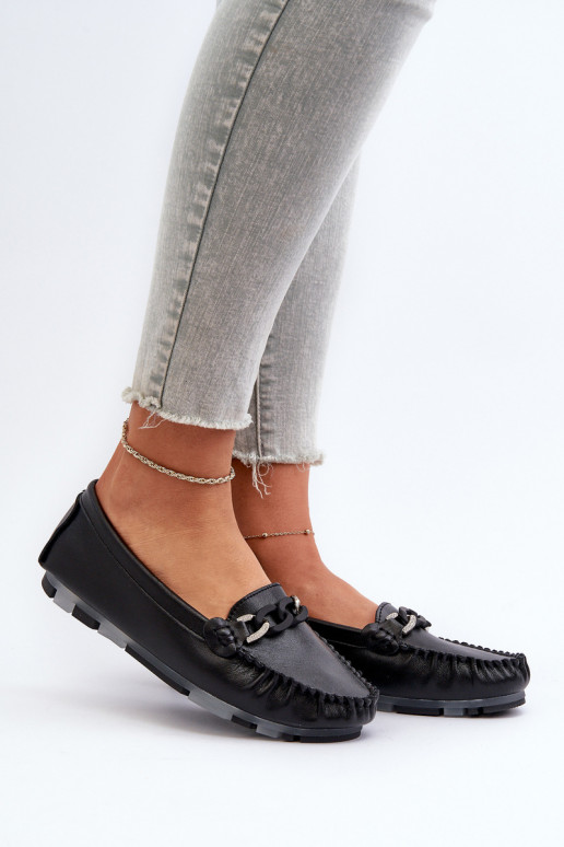 mocassins pour femmes avec ornements de couleur noire S.Barski LR339