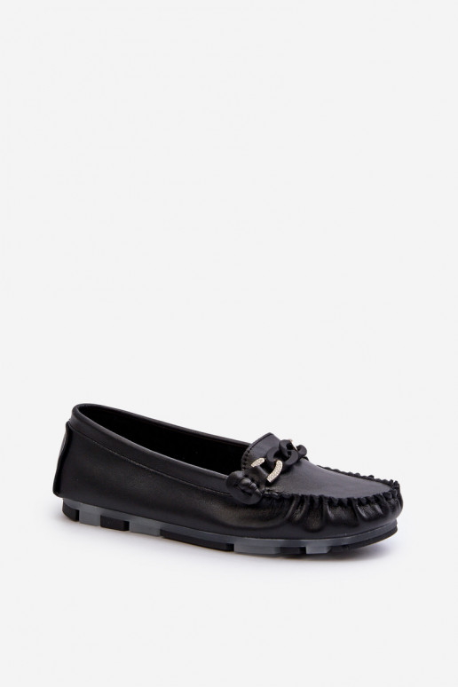 mocassins pour femmes avec ornements de couleur noire S.Barski LR339