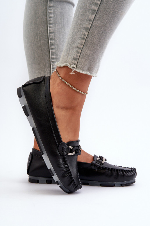 mocassins pour femmes avec ornements de couleur noire S.Barski LR339