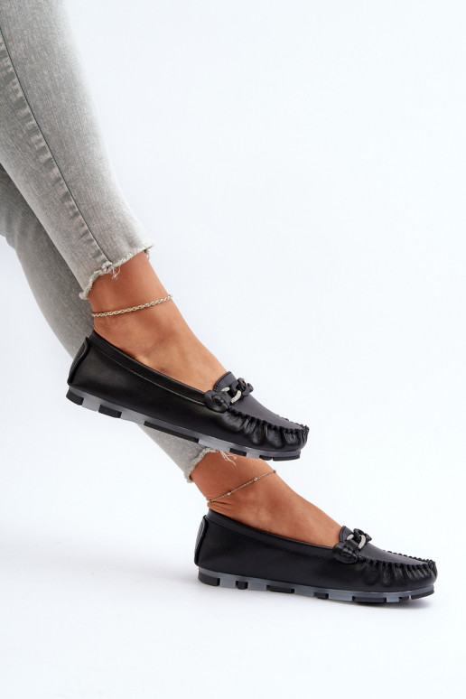 mocassins pour femmes avec ornements de couleur noire S.Barski LR339 mocassins pour femmes avec ornements de couleur noire S.Barski LR339