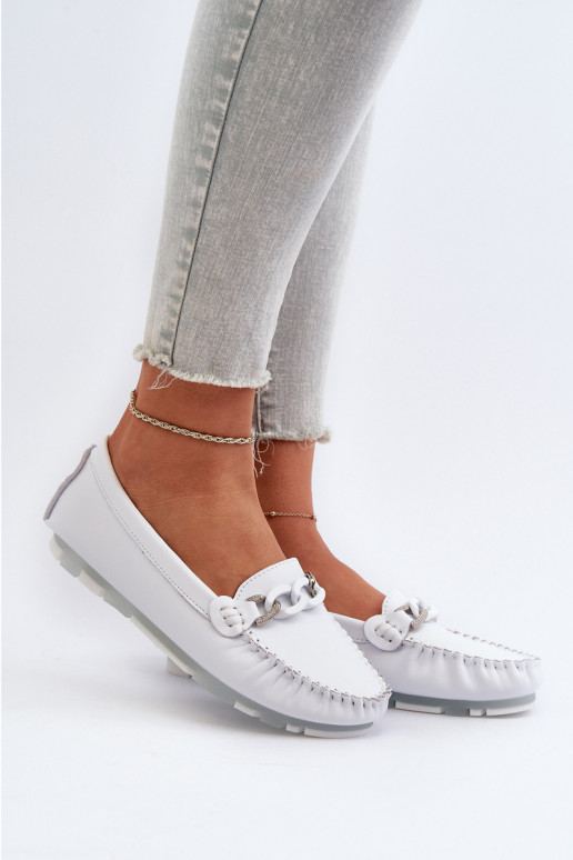 mocassins pour femmes avec ornements couleur blanc S.Barski LR339