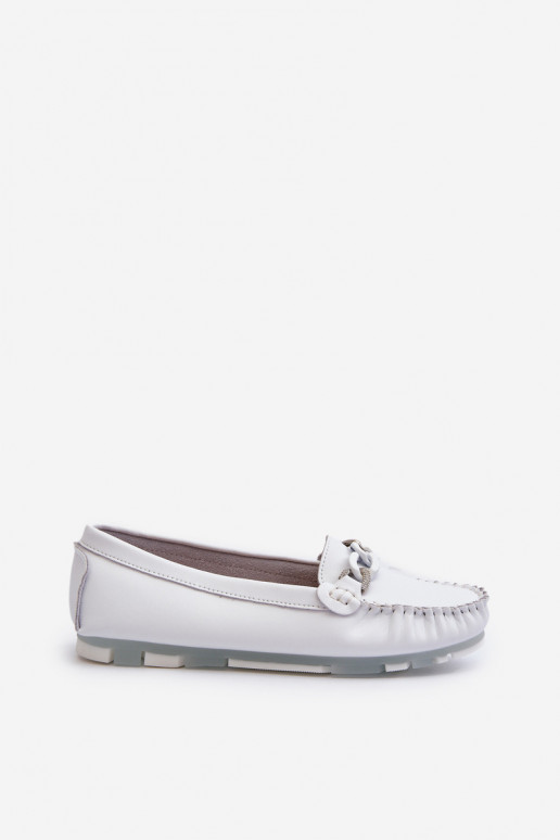 mocassins pour femmes avec ornements couleur blanc S.Barski LR339