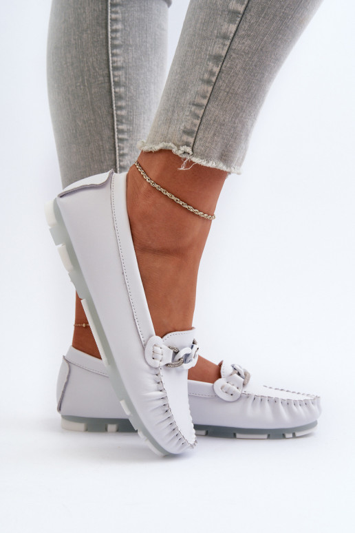 mocassins pour femmes avec ornements couleur blanc S.Barski LR339