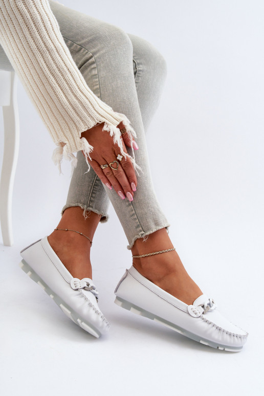 mocassins pour femmes avec ornements couleur blanc S.Barski LR339