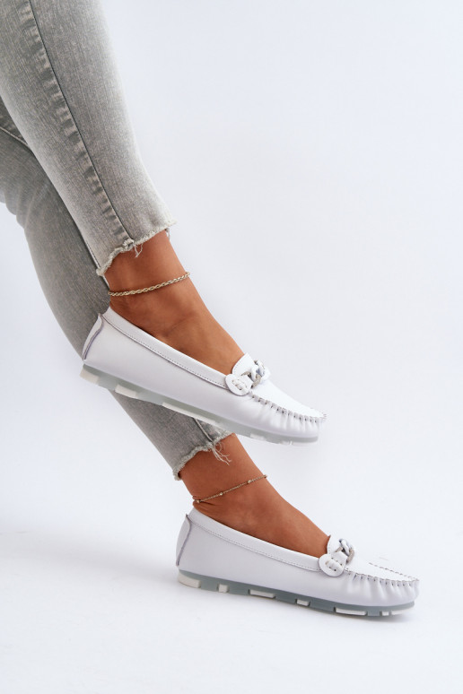 mocassins pour femmes avec ornements couleur blanc S.Barski LR339