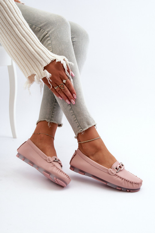 mocassins pour femmes avec ornements couleur rose S.Barski LR339