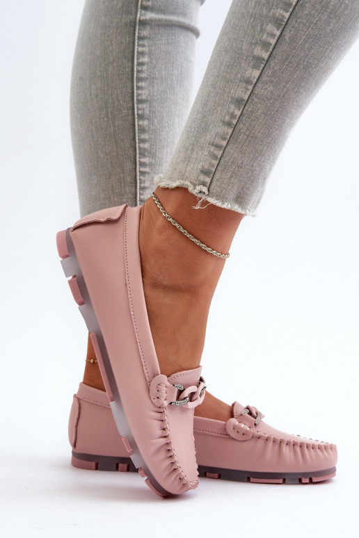 mocassins pour femmes avec ornements couleur rose S.Barski LR339