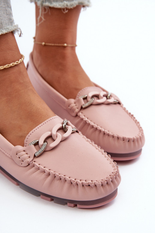 mocassins pour femmes avec ornements couleur rose S.Barski LR339
