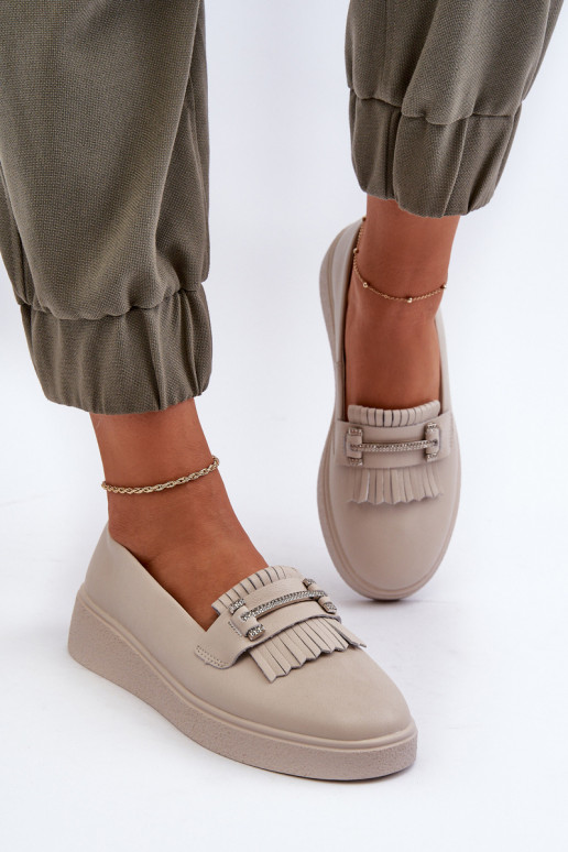 mocassins femme à plateforme beige S.Barski LR590