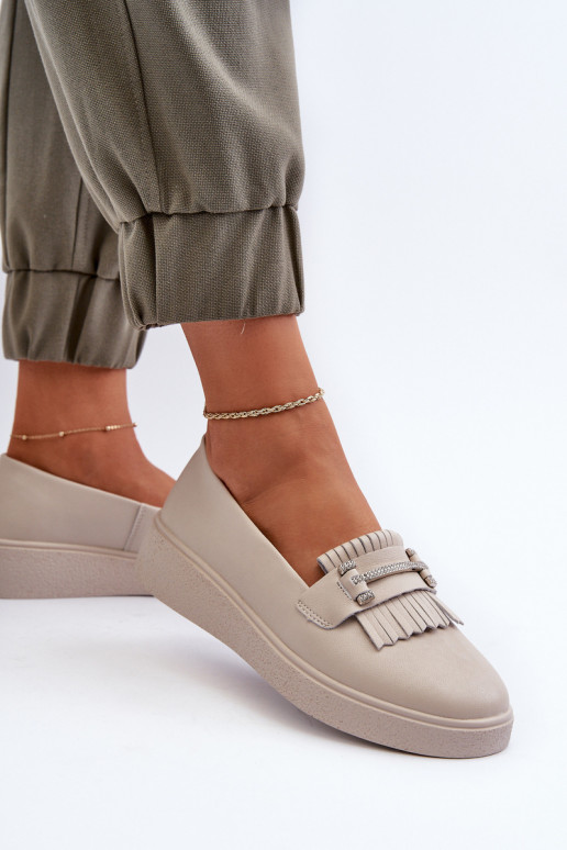 mocassins femme à plateforme beige S.Barski LR590