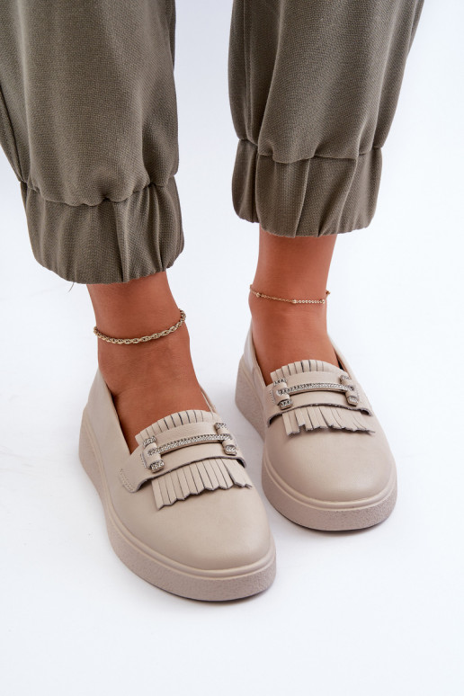 mocassins femme à plateforme beige S.Barski LR590