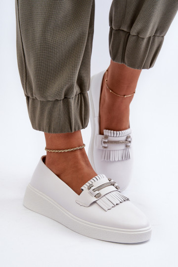 mocassins pour femmes avec plateforme de couleur blanche S.Barski LR590