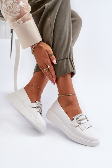 mocassins pour femmes avec plateforme de couleur blanche S.Barski LR590 2