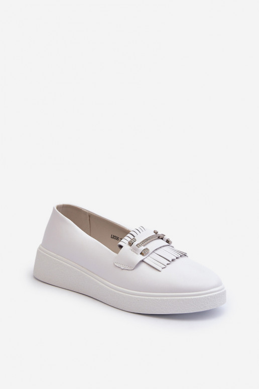 mocassins pour femmes avec plateforme de couleur blanche S.Barski LR590