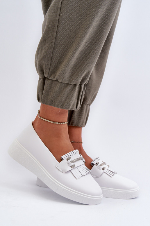 mocassins pour femmes avec plateforme de couleur blanche S.Barski LR590 mocassins pour femmes avec plateforme de couleur blanche S.Barski LR590