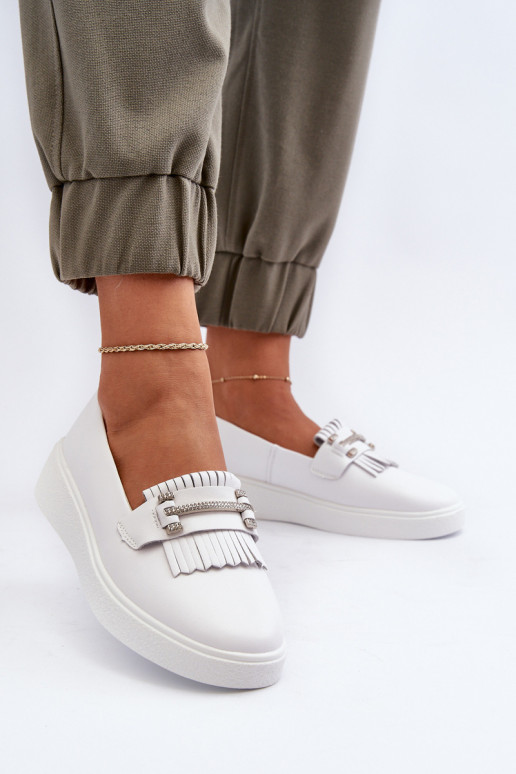 mocassins pour femmes avec plateforme de couleur blanche S.Barski LR590 mocassins pour femmes avec plateforme de couleur blanche S.Barski LR590