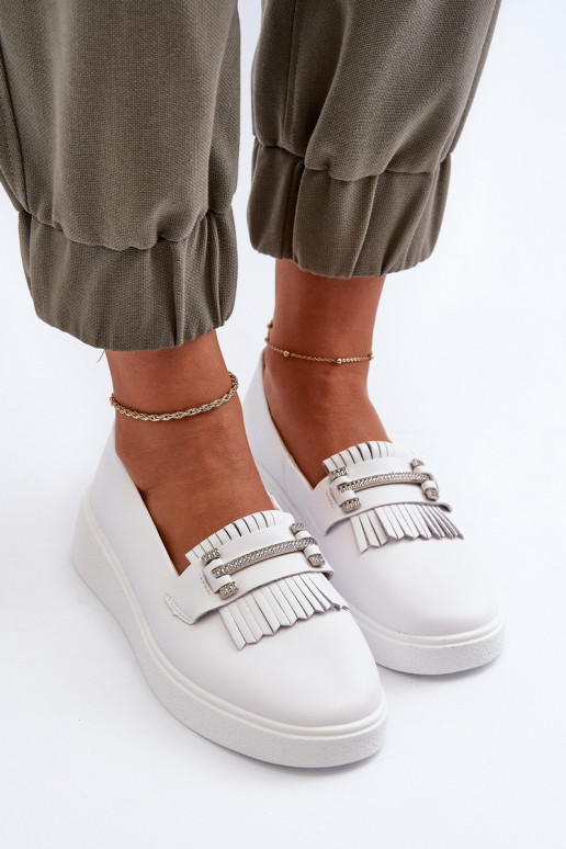 mocassins pour femmes avec plateforme de couleur blanche S.Barski LR590 mocassins pour femmes avec plateforme de couleur blanche S.Barski LR590