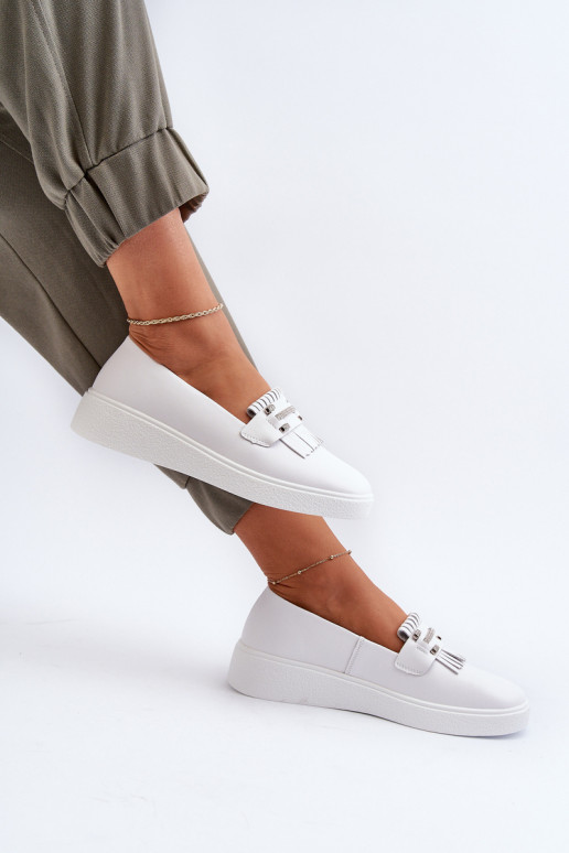 mocassins pour femmes avec plateforme de couleur blanche S.Barski LR590
