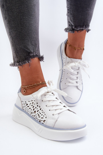 avec des éléments ajourés modèle de baskets avec une plateforme de couleur blanche Peilaeno