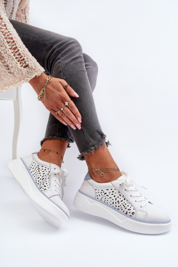avec des éléments ajourés modèle de baskets avec une plateforme de couleur blanche Peilaeno 2