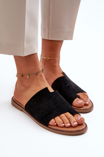 babouches en daim couleur noir Amite 2