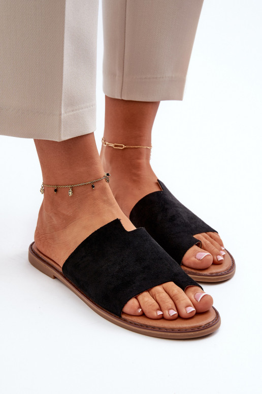 babouches en daim couleur noir Amite