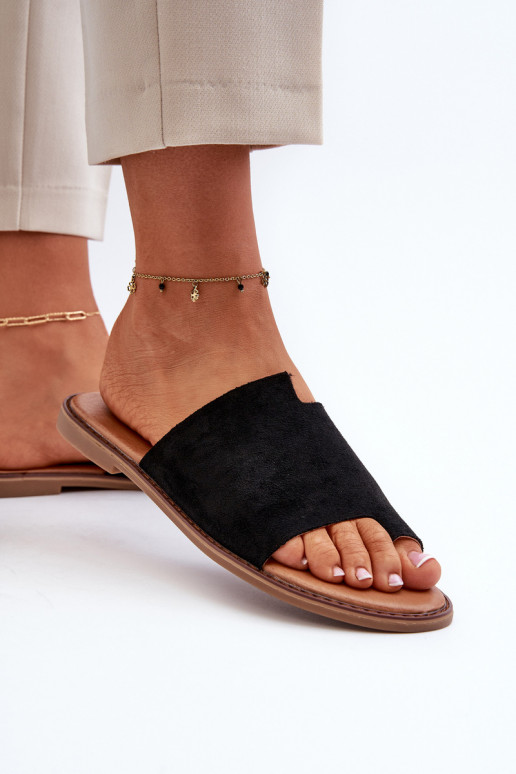 babouches en daim couleur noir Amite
