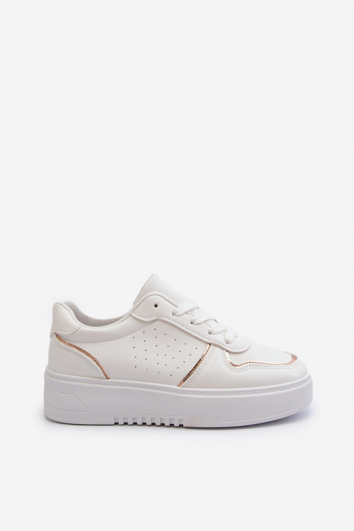Chaussures baskets modèle à plateforme de couleur blanche Tessama