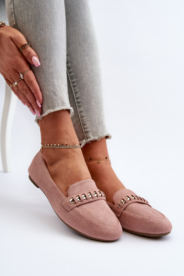 Mocassins pailletés avec chaînes en rose Aredilla 2