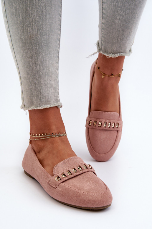 Mocassins pailletés avec chaînes en rose Aredilla Mocassins pailletés avec chaînes en rose Aredilla