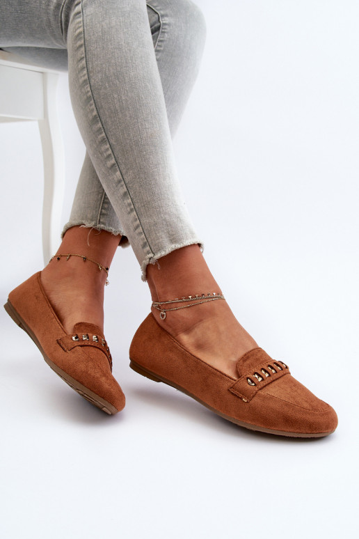 Mocassins brillants avec chaînes en Aredilla marron