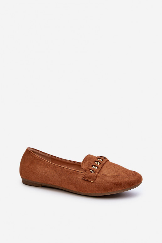 Mocassins brillants avec chaînes en Aredilla marron