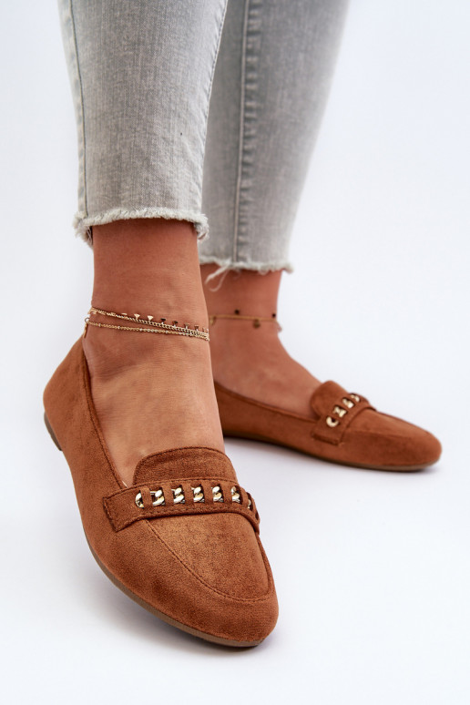 Mocassins brillants avec chaînes en Aredilla marron