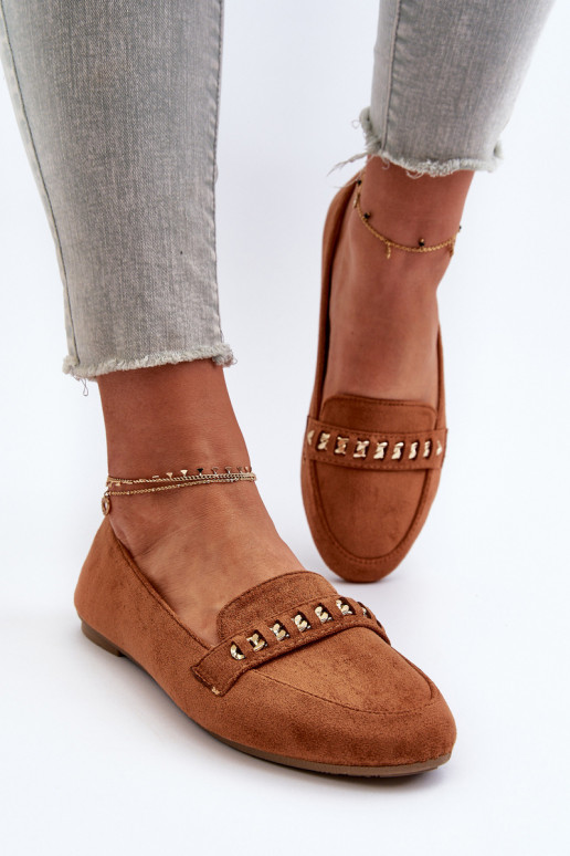 Mocassins brillants avec chaînes en Aredilla marron