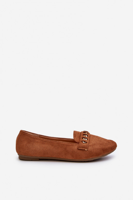 Mocassins brillants avec chaînes en Aredilla marron