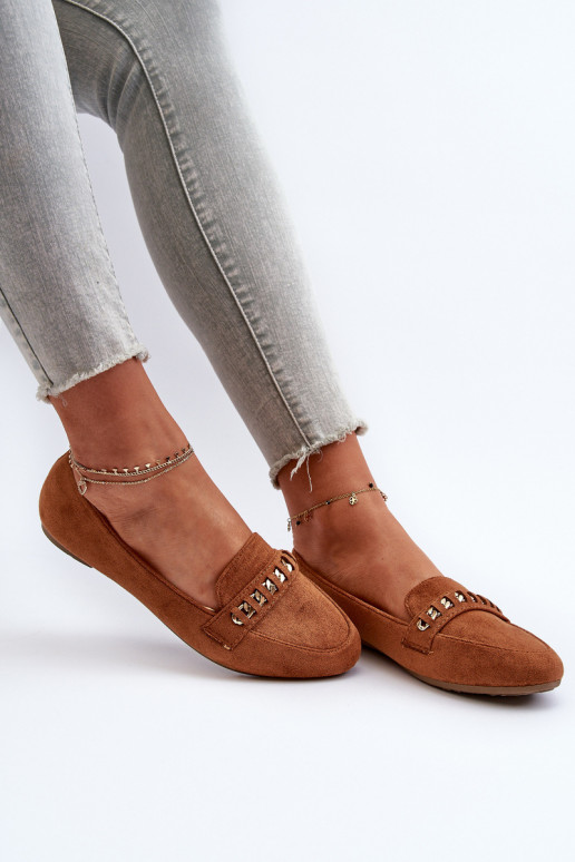 Mocassins brillants avec chaînes en Aredilla marron