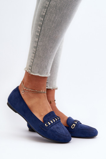 Mocassins scintillants avec chaînes en Aredilla bleu foncé